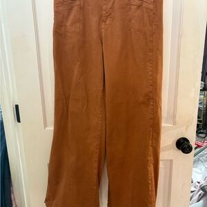 Mica high rise wide leg stretchy jeans in cinnamon orange